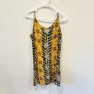 Jams World Mini Dress Women’s XS Yellow Green Floral Resortwear Summer Beach Y2K